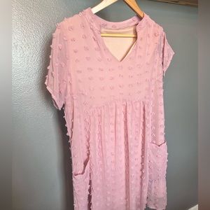 Pink dress with puff texture